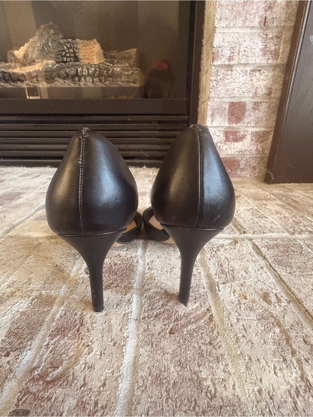 ALDO Black Leather Pointed-Toe Heels - Picture 3 of 9